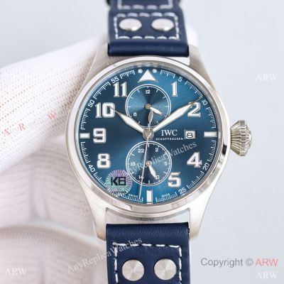 Swiss Made Copy IWC Big Pilot's TWF Cal.69355 Blue Dial Blue Leather Strap